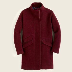 NWT J.Crew 6 Cocoon Coat Italian Stadium Cloth Wool Burgundy Red